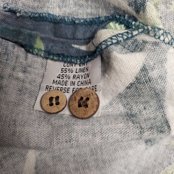 Danielle Men's Linen Blend Gray Hawaiian Island Aloha Button Front Shirt - Picture 8 of 9